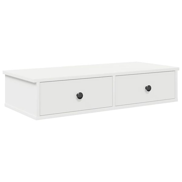 vidaXL Ράφι τοίχου με συρτάρια Λευκό 80x34x17 cm Κατασκευασμένο ξύλο