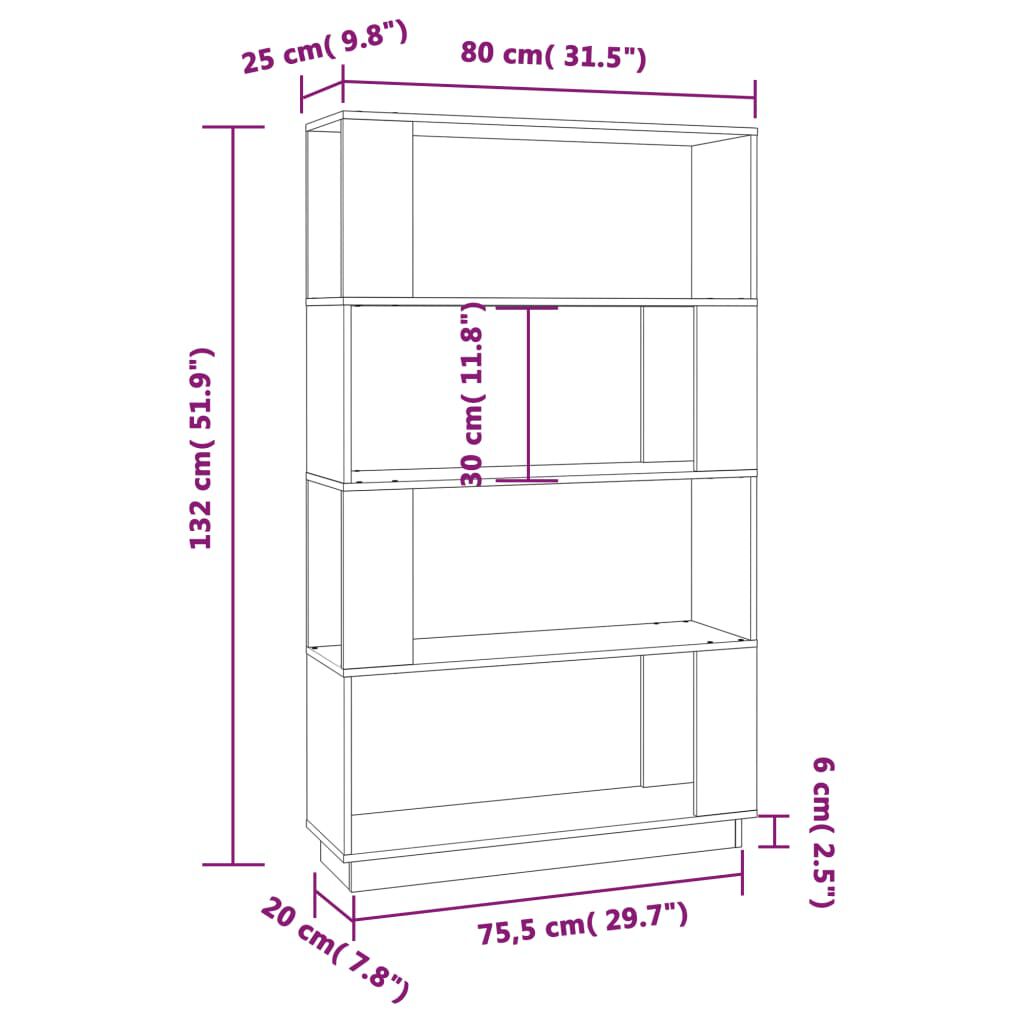 vidaXL Βιβλιοθήκη/Διαχωριστικό Χώρου Μελί 80x25x132 εκ. Μασίφ Ξύλο