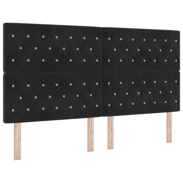 vidaXL Κρεβάτι Box Spring με Στρώμα Μαύρο 180x200 cm Βελούδο