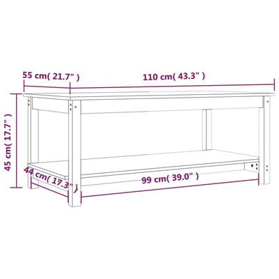 vidaXL Τραπεζάκι Σαλονιού Καφέ Μελί 110x55x45 εκ. Μασίφ Ξύλο Πεύκου