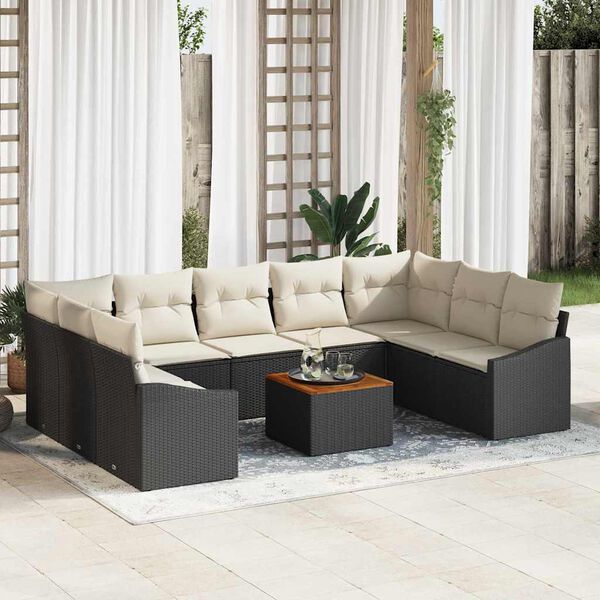vidaXL Σετ Καναπέ Κήπου 10 pcs Μαύρο και λευκό