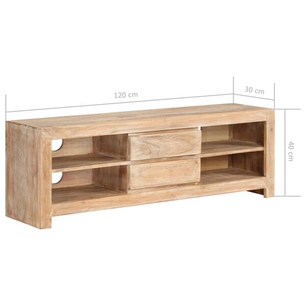 vidaXL Έπιπλο Τηλεόρασης Ανοιχτό Καφέ 120x30x40 εκ. Μασίφ Ξύλο Ακακίας