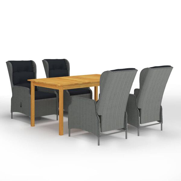 vidaXL Σετ Τραπεζαρίας Κήπου 5 Τεμαχίων Ανοιχτό Γκρι