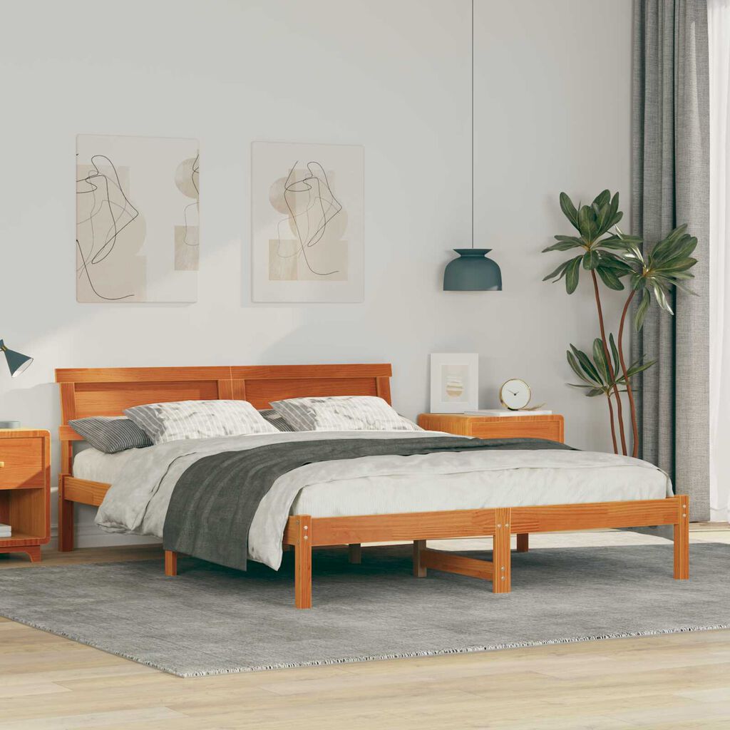 vidaXL Σκελετός Κρεβατιού Καφέ κεριού 160 x 200 cm Ξύλο πεύκου