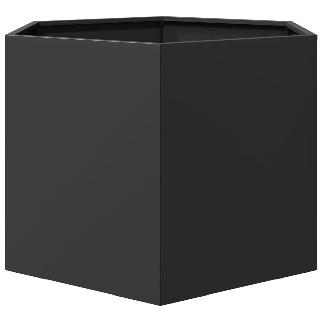 vidaXL Ζαρντινιέρα Κήπου Εξάγωνη Μαύρη 69x60x45 εκ. Ατσάλι
