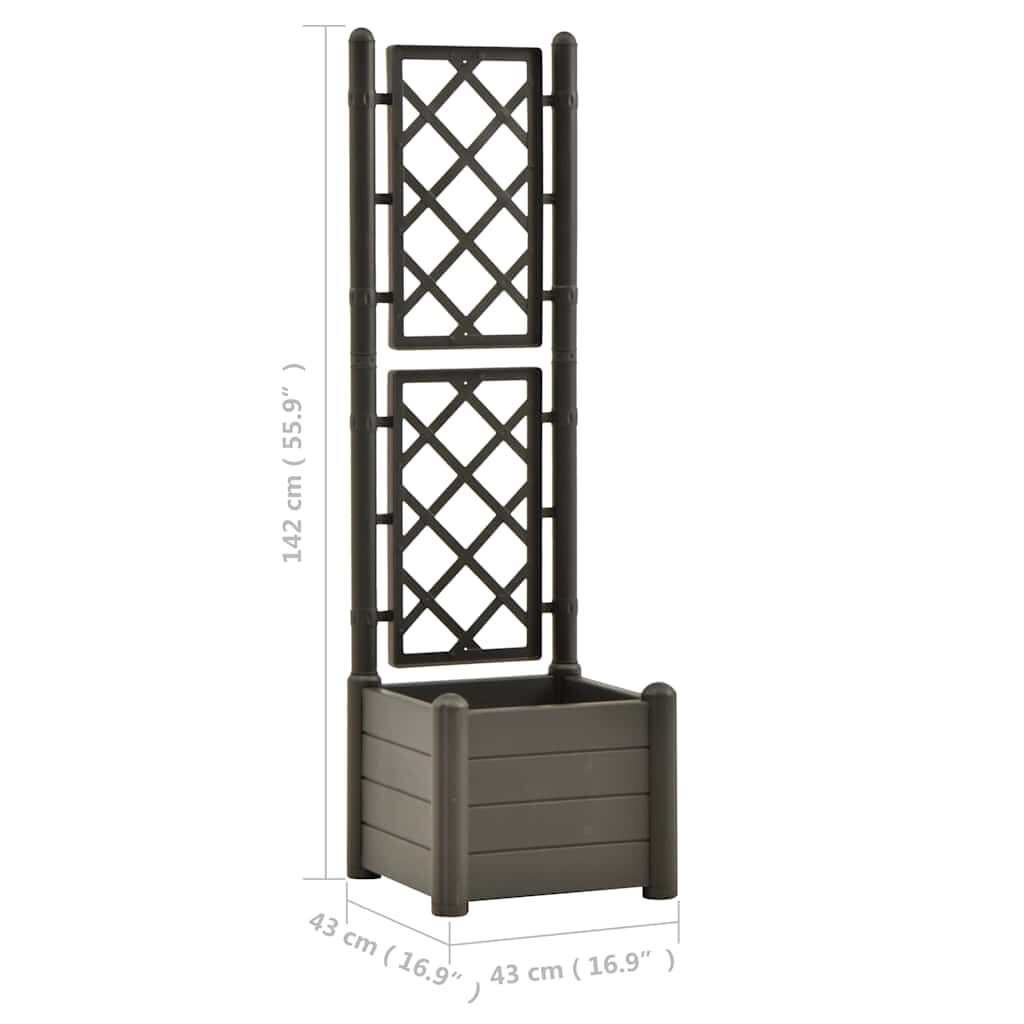 vidaXL Ζαρντινιέρα Κήπου Καφασωτό Ανθρακί 43x43x142 εκ Πολυπροπυλένιο