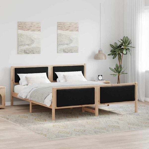 vidaXL Σκελετός Κρεβατιού με κεφαλάρι Μαύρο 180 x 200 cm ύφασμα