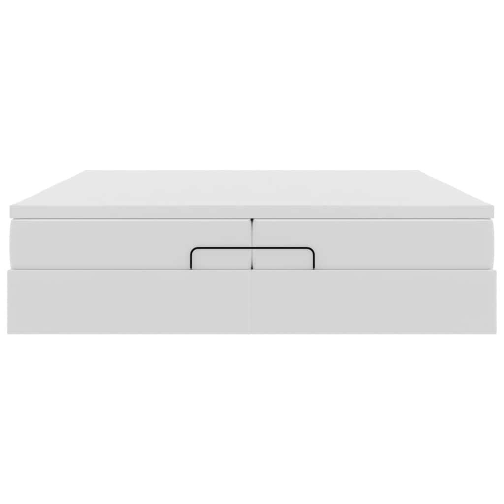 vidaXL Οθωμανικό κρεβάτι με στρώματα Λευκό 200x200cm Faux Leather