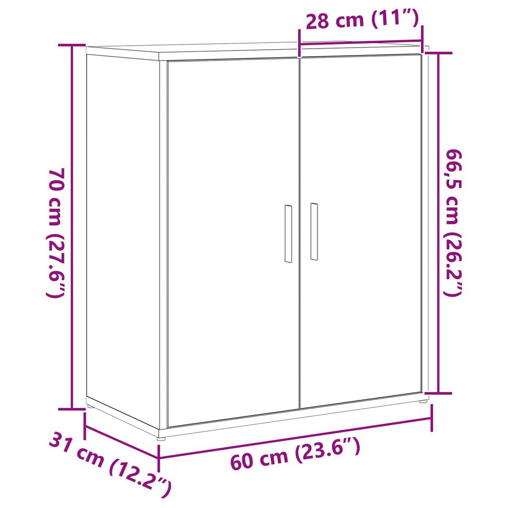 vidaXL Highboard 2 pcs Μαύρη δρυς 60 x 31 x 70 εκ Επεξεργασμένο ξύλο