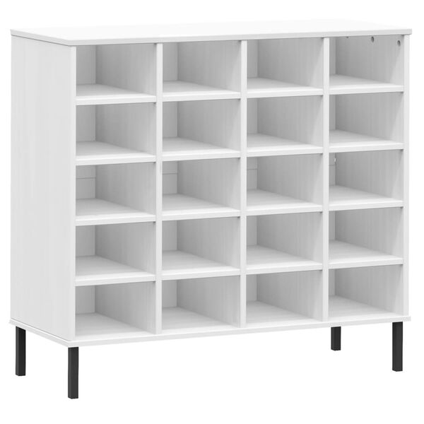 vidaXL Παπουτσοθήκη OSLO Λευκή 95x35x86 εκ. Μασίφ Ξύλο με Μετ. Πόδια
