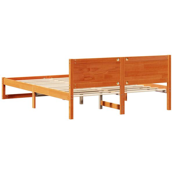 vidaXL Κρεβάτι Κερωτό καφέ Μασίφ ξύλο πεύκου 150 x 200 εκ. Ορθογώνιο
