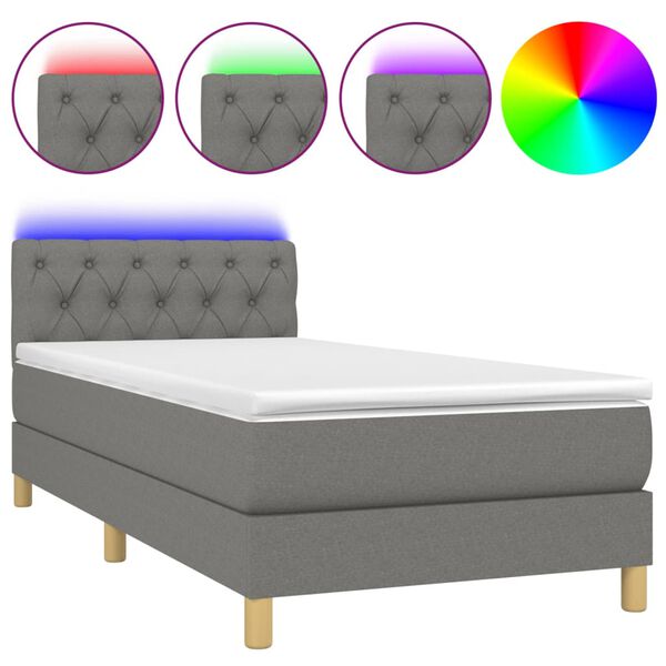 vidaXL &Kappa;&rho;&epsilon;&beta;ά&tau;&iota; Boxspring &mu;&epsilon; &Sigma;&tau;&rho;ώ&mu;&alpha; & LED &Sigma;&kappa;.&Gamma;&kappa;&rho;&iota; 80x200 &epsilon;&kappa;. &Upsilon;&phi;&alpha;&sigma;&mu;ά&tau;&iota;&nu;&omicron;