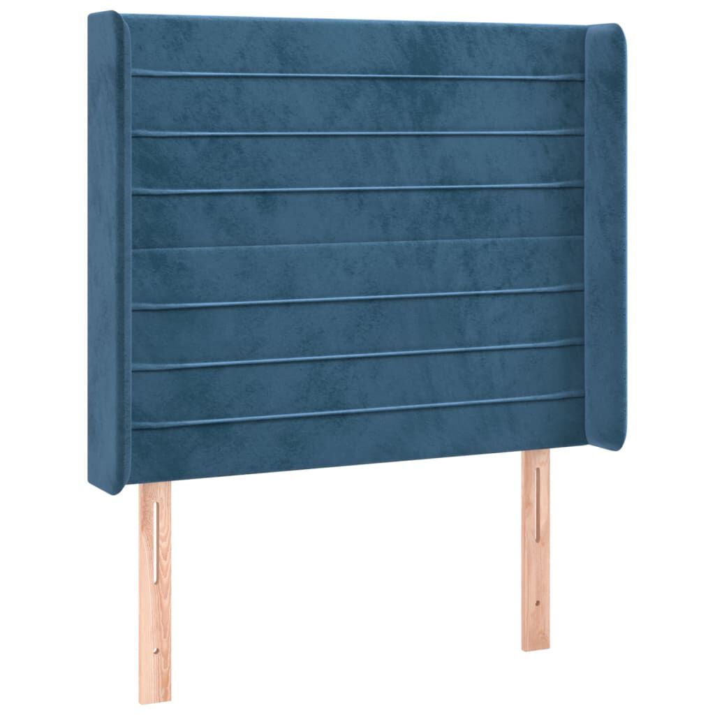 vidaXL Κρεβάτι Boxspring με Στρώμα & LED Σκ. Μπλε 100x200εκ. Βελούδινο