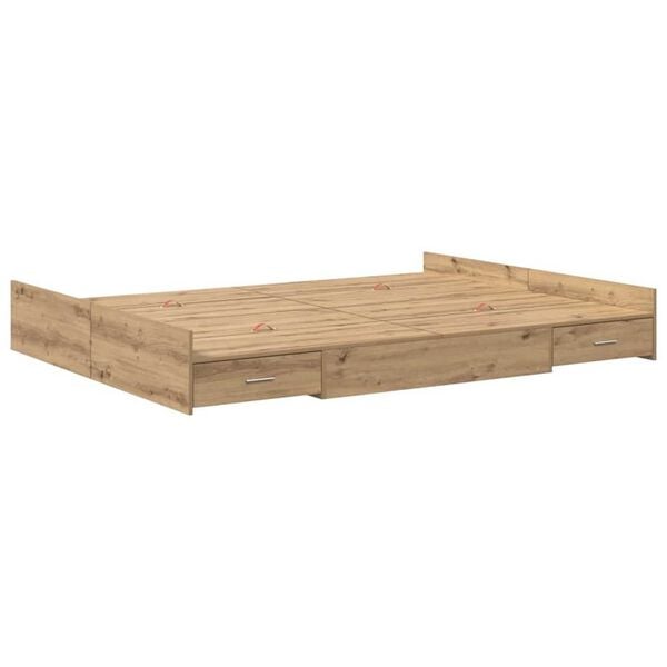 vidaXL Κρεβάτι με αποθηκευτικό χώρο artisan δρυς 135 x 190 cm
