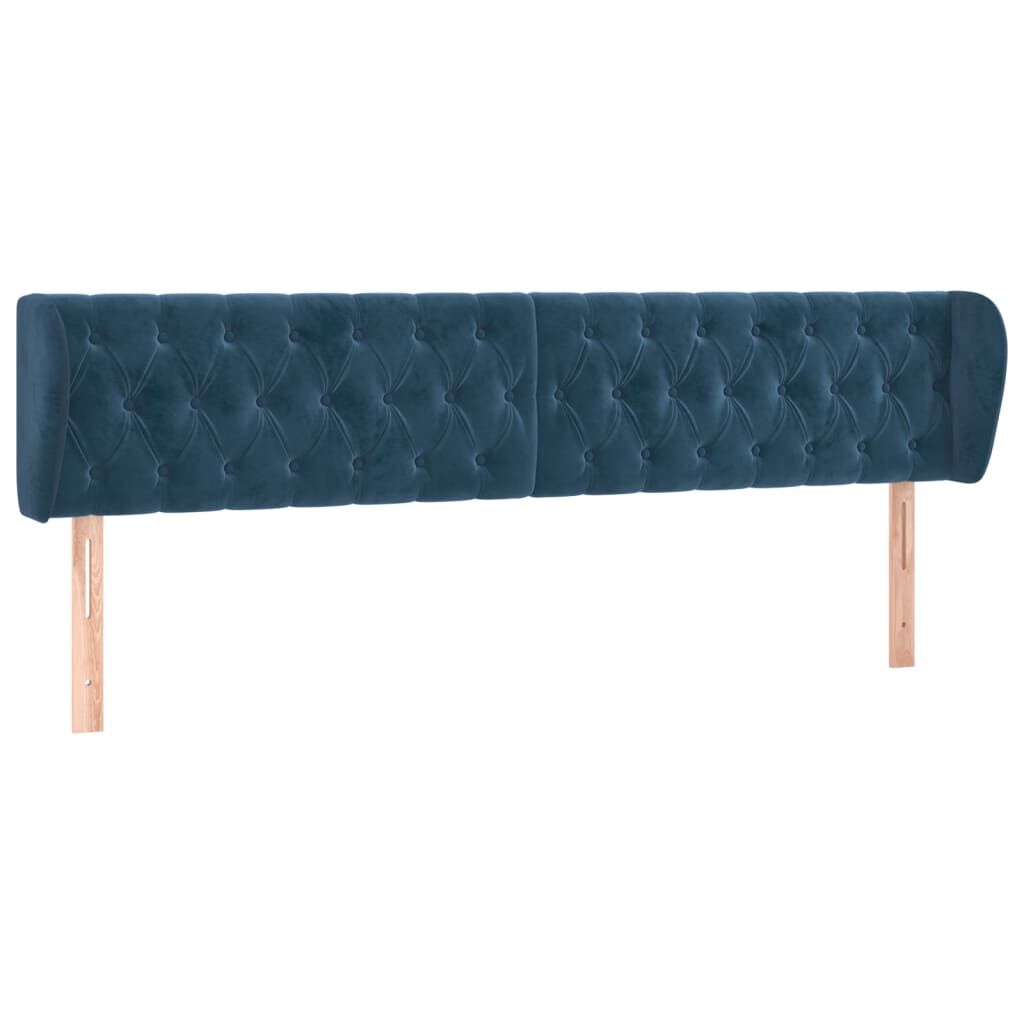 vidaXL Κεφαλάρι με Πτερύγια Σκούρο Μπλε 203x23x78/88 εκ. Βελούδινο