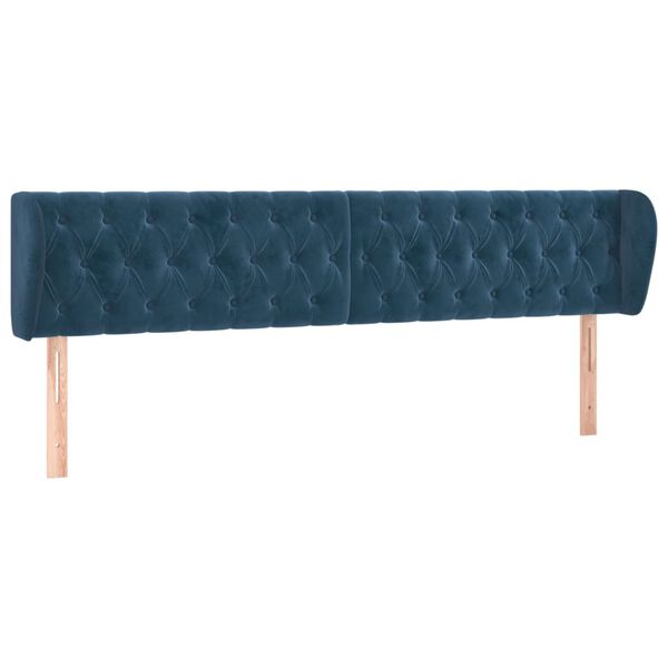 vidaXL Κεφαλάρι με Πτερύγια Σκούρο Μπλε 203x23x78/88 εκ. Βελούδινο