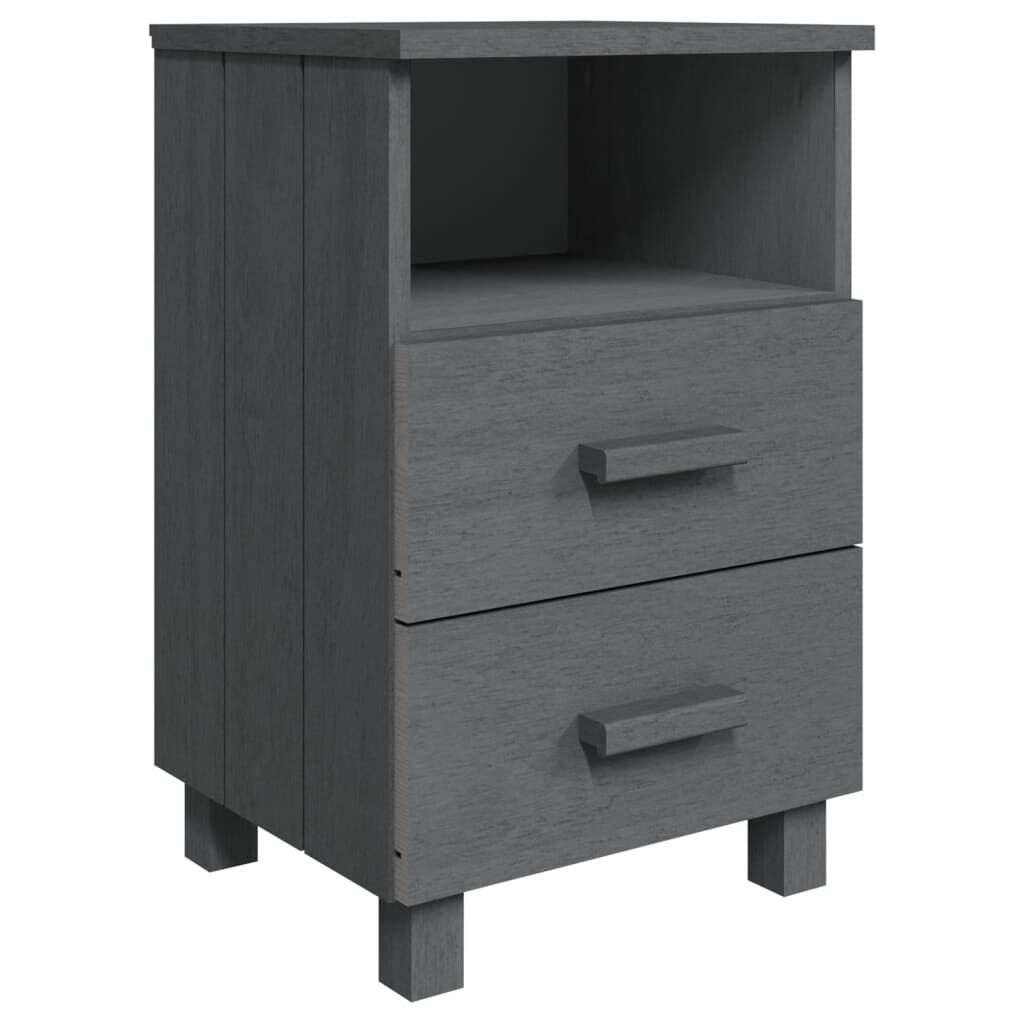 vidaXL Κομοδίνο HAMAR 2 Τεμ. Σκ. Γκρι 40x35x62 εκ. Μασίφ Ξύλο Πεύκου