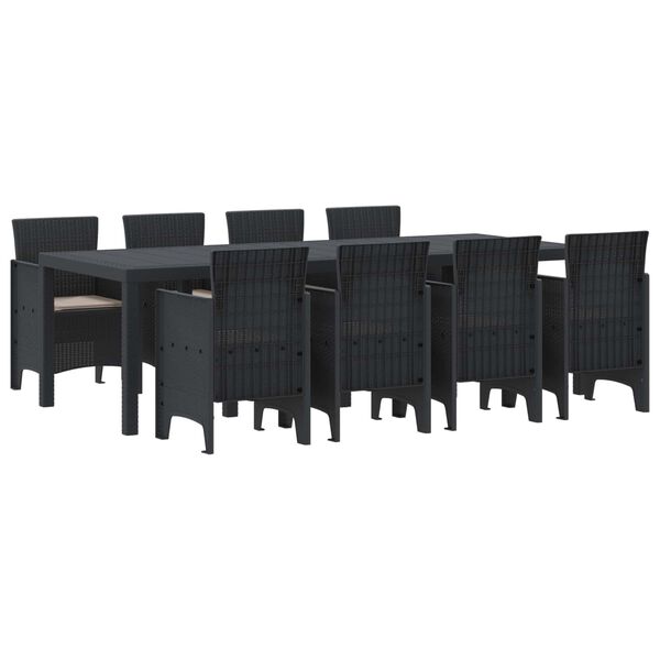 vidaXL &Sigma;έ&tau; &phi;&alpha;&gamma;&eta;&tau;&omicron;ύ &gamma;&iota;&alpha; &kappa;ή&pi;&omicron; 9 pcs &Alpha;&nu;&theta;&rho;&alpha;&kappa;ί Rattan Polt