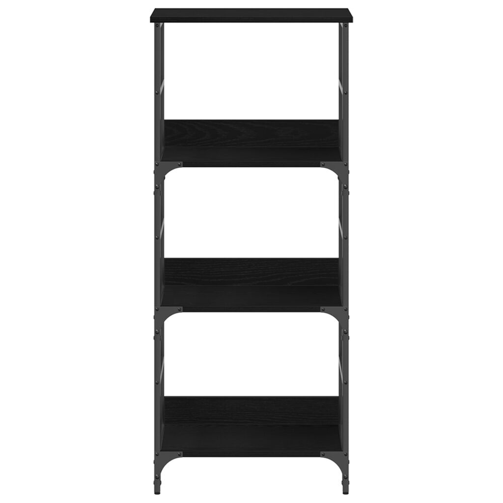 vidaXL Βιβλιοθήκη Μαύρη Βελανιδιά 50x33x117,5 εκ. Επεξεργασμένο ξύλο και Χάλυβας