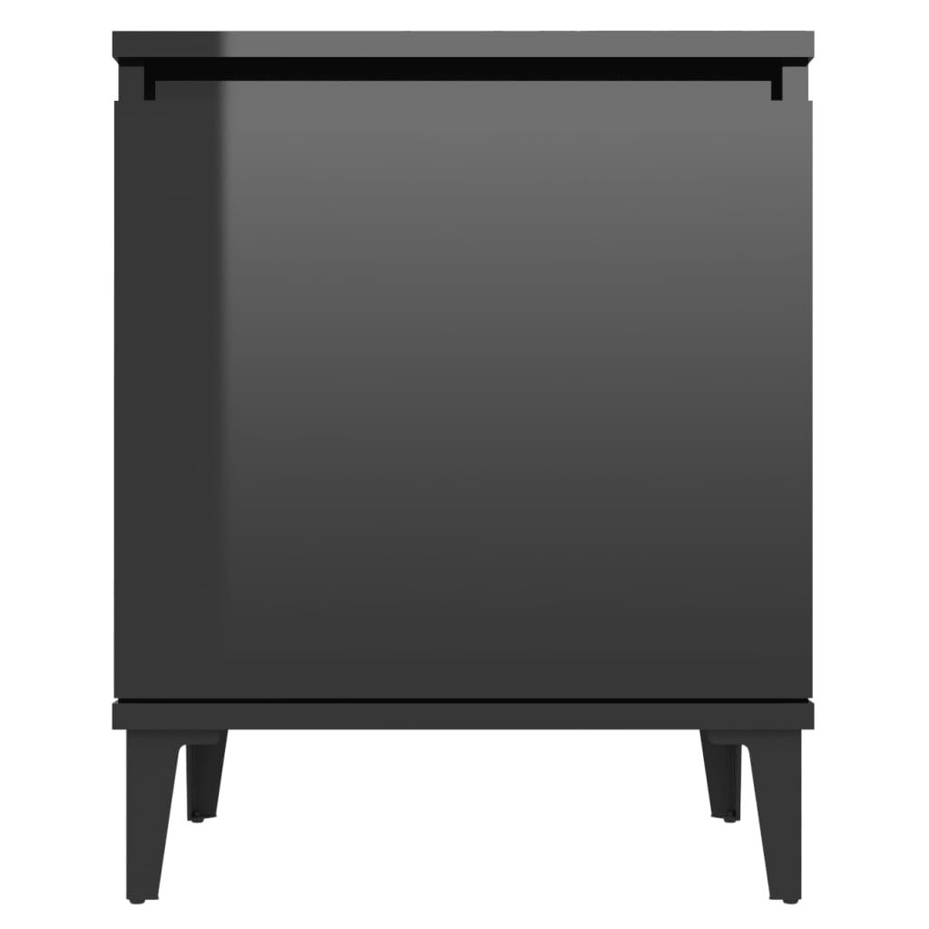 vidaXL Κομοδίνα Γυαλιστερό Μαύρο 40 x 30 x 50 εκ. με Μεταλλικά Πόδια