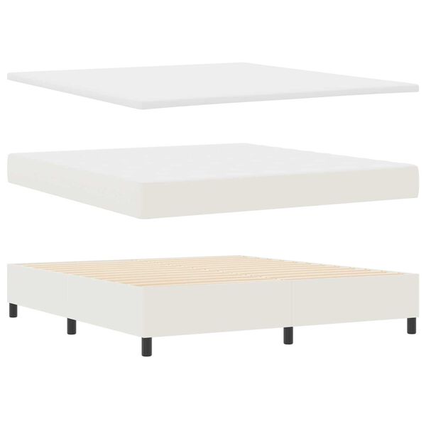 vidaXL Κρεβάτι Box Spring με Στρώμα Κρεμ Υφάσματος Κορδονιού