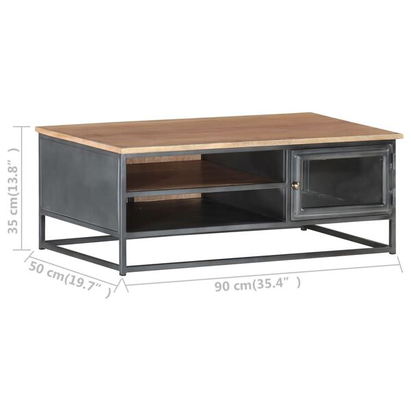 vidaXL Τραπεζάκι Σαλονιού Γκρι 90 x 50 x 35 εκ. από Μασίφ Ξύλο Ακακίας