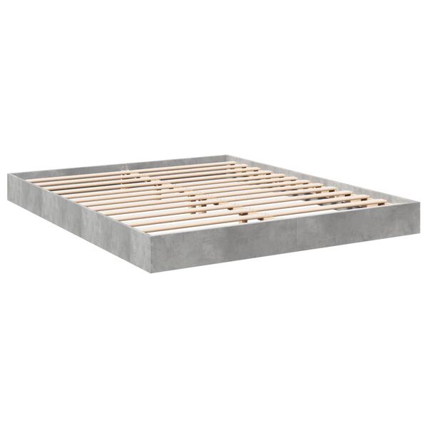 vidaXL Πλαίσιο Κρεβατιού Γκρι Σκυροδέματος 160x200 εκ. Επεξεργ. Ξύλο