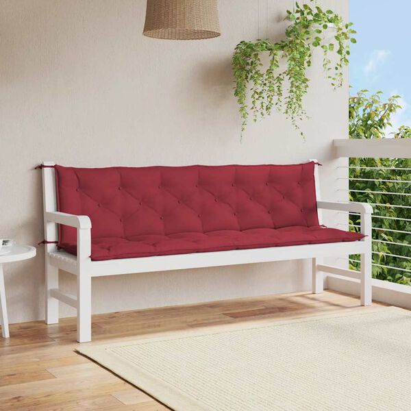 vidaXL Μαξιλάρι Πάγκου Κήπου Μπορντό 200x(50+50)x7 εκ. Ύφασμα Oxford