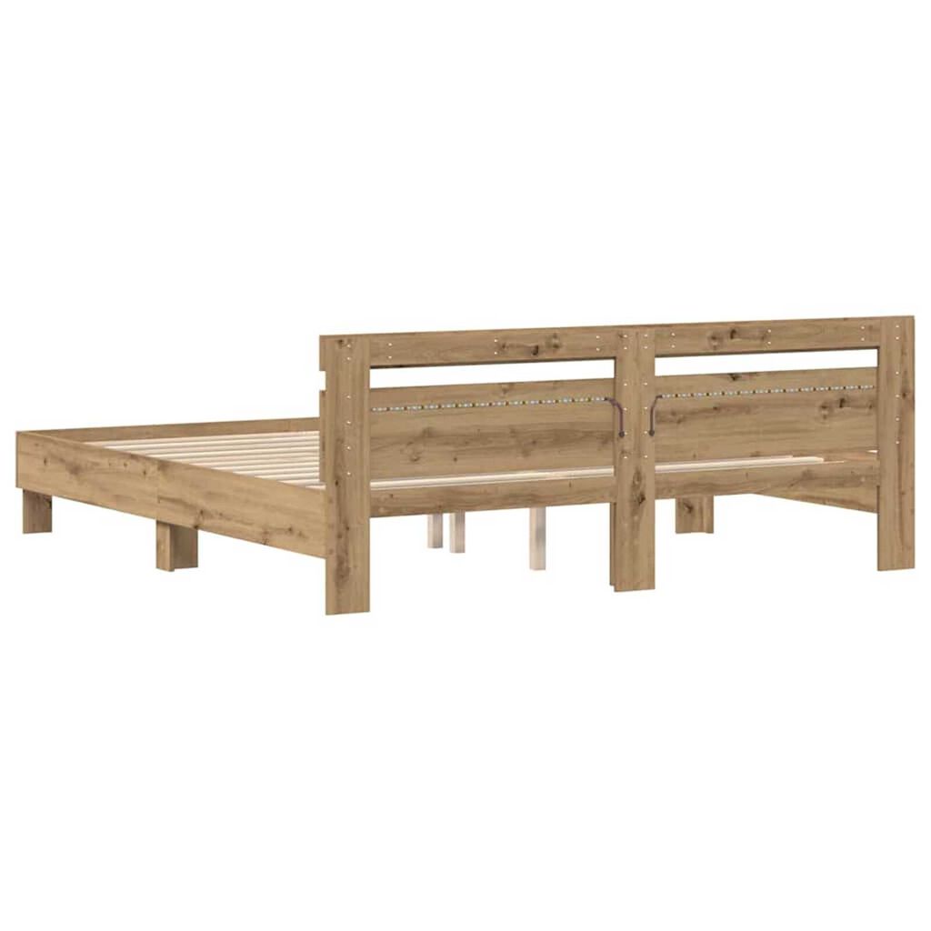 vidaXL Σκελετός Κρεβατιού artisan δρυς 200 x 200 cm Επεξεργασμένο ξύλο