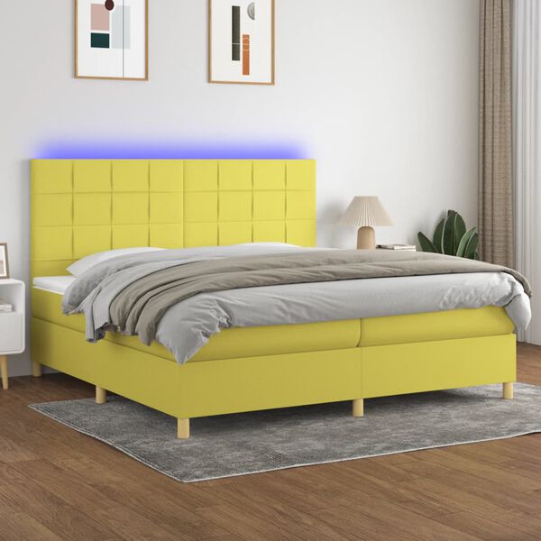 vidaXL &Kappa;&rho;&epsilon;&beta;ά&tau;&iota; Boxspring &mu;&epsilon; &Sigma;&tau;&rho;ώ&mu;&alpha; & LED &Pi;&rho;ά&sigma;&iota;&nu;&omicron; 200x200 &epsilon;&kappa; &Upsilon;&phi;&alpha;&sigma;&mu;ά&tau;&iota;&nu;&omicron;