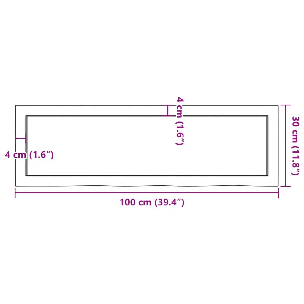 vidaXL Ράφι Τοίχου Σκούρο Καφέ 100x30x(2-6) εκ. Επεξ. Μασίφ Ξύλο Δρυός