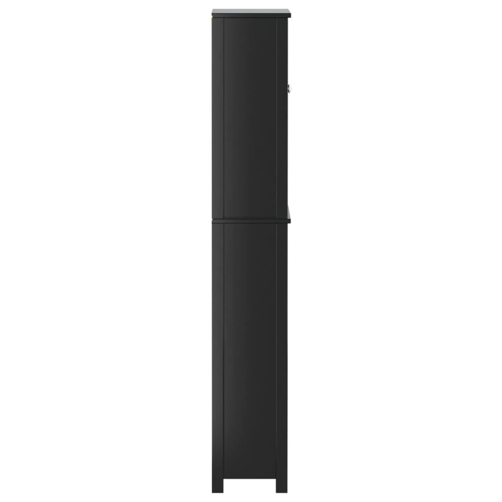 vidaXL Ντουλάπι Τουαλέτας BERG Μαύρο 60 x 27 x 164,5 εκ. Μασίφ Ξύλο