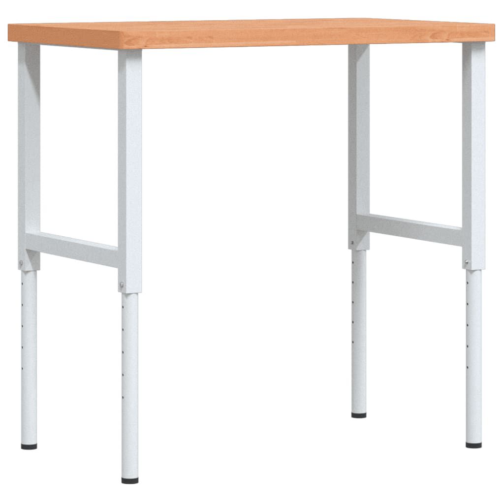 vidaXL Πάγκος Εργασίας Ορθογώνιος 100x60x(73-99,5) εκ Μασίφ Ξύλο Οξιάς