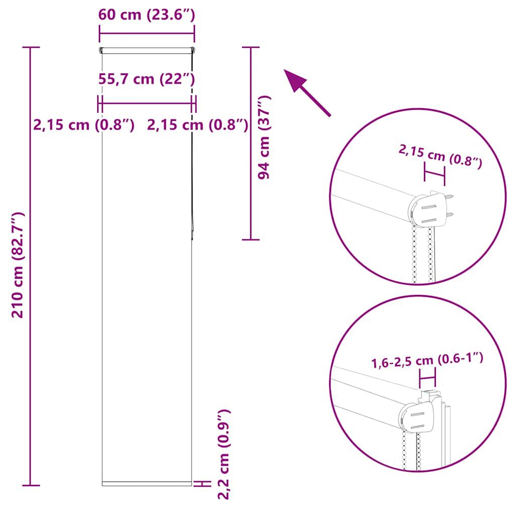 vidaXL Ρολέρ Μπλακάουτ Λευκό 60x210 εκ. Πλάτος υφάσματος 55,7 εκ.