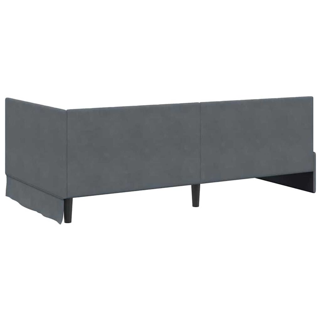 vidaXL Κρεβάτι Γωνίας με κεφαλάρι Σκούρο γκρι 100 x 200 cm Βελούδο