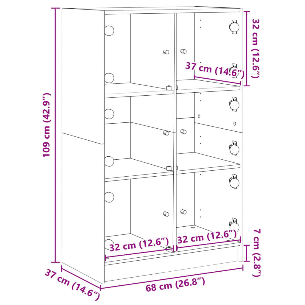 vidaXL Ντουλάπι με Πόρτες 68x37x109 εκ. από Επεξεργασμένο Ξύλο