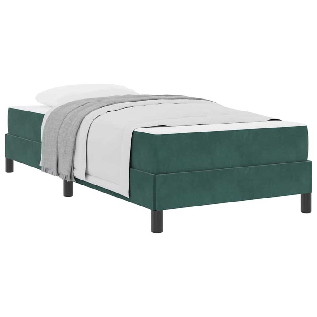 vidaXL Κρεβάτι box spring με στρώμα Σκούρο Πράσινο 90 x 190 cm Βελούδο