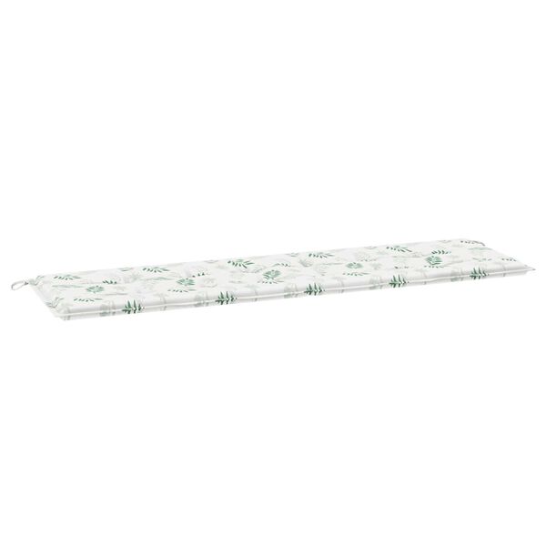 vidaXL Μαξιλάρι Παγκάκι Κήπου Floral Λευκό και πράσινο 180 x 50 x 4 cm