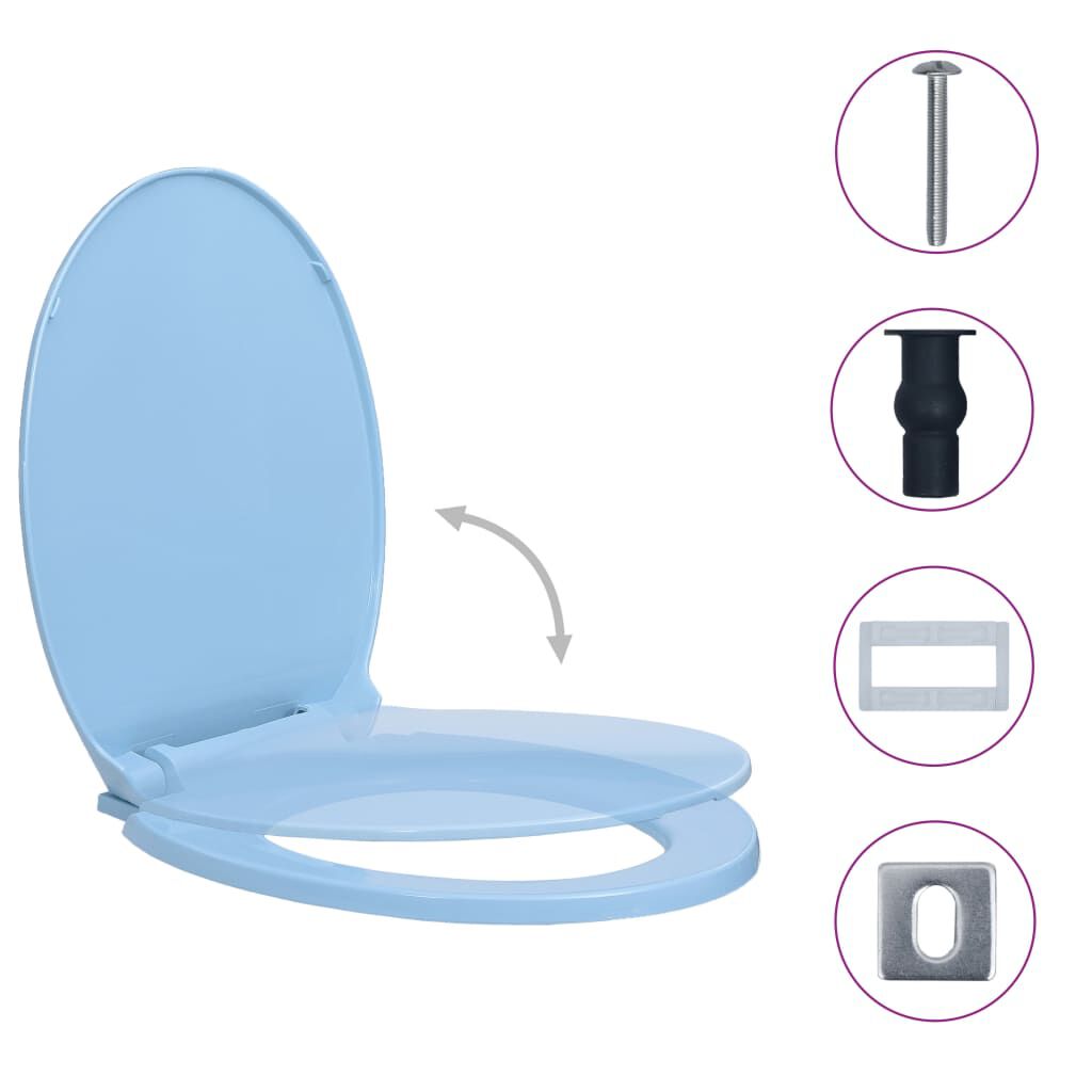 vidaXL Κάλυμμα Λεκάνης με Soft Close &amp; Quick Release Οβάλ Μπλε