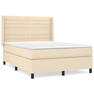 vidaXL &Kappa;&rho;&epsilon;&beta;ά&tau;&iota; Boxspring &mu;&epsilon; &Sigma;&tau;&rho;ώ&mu;&alpha; &Kappa;&rho;&epsilon;&mu; 140x190 &epsilon;&kappa;. &Upsilon;&phi;&alpha;&sigma;&mu;ά&tau;&iota;&nu;&omicron;