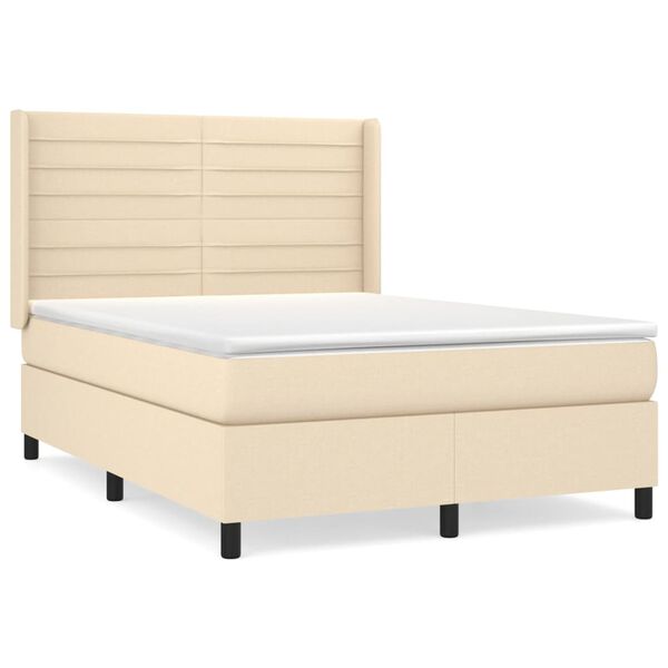vidaXL &Kappa;&rho;&epsilon;&beta;ά&tau;&iota; Boxspring &mu;&epsilon; &Sigma;&tau;&rho;ώ&mu;&alpha; &Kappa;&rho;&epsilon;&mu; 140x190 &epsilon;&kappa;. &Upsilon;&phi;&alpha;&sigma;&mu;ά&tau;&iota;&nu;&omicron;