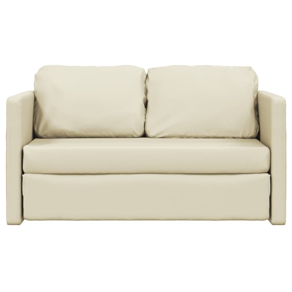 vidaXL Καναπές-Κρεβάτι Δαπέδου 2 σε 1 Κρεμ 112x174x55 εκ. Συνθ. Δέρμα