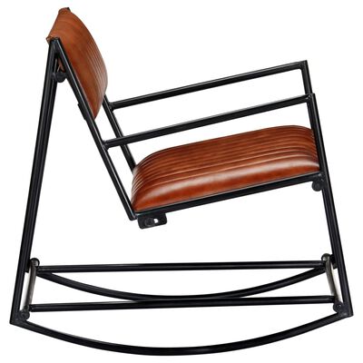 282903 vidaXL Rocking Chair Brown Real Leather