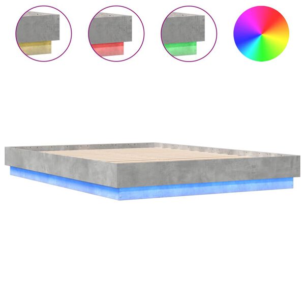 vidaXL Πλαίσιο Κρεβατιού με LED Γκρι Σκυροδέματος 160x200 εκ.