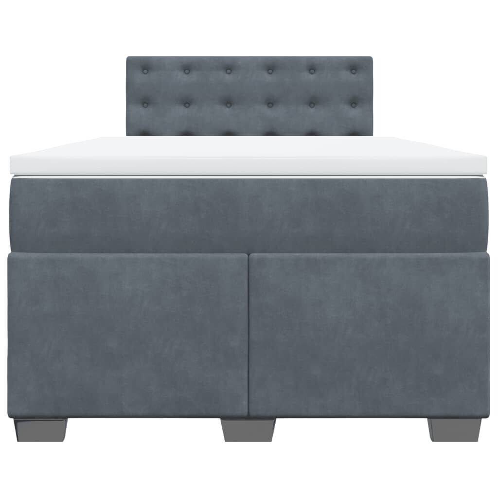 vidaXL Κρεβάτι Boxspring με Στρώμα Σκούρο Γκρι 120x190 εκ. Βελούδινο