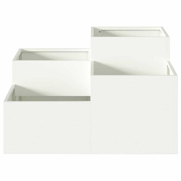 vidaXL Γλάστρα Κήπου Λευκό 100 x 100 x 48 εκ. Ατσάλι