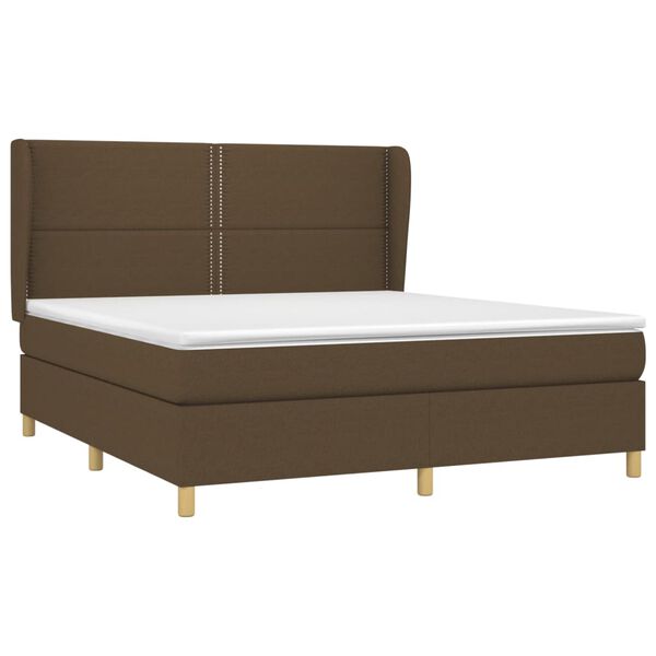 vidaXL Κρεβάτι Boxspring με Στρώμα Σκούρο Καφέ 180x200 εκ Υφασμάτινο