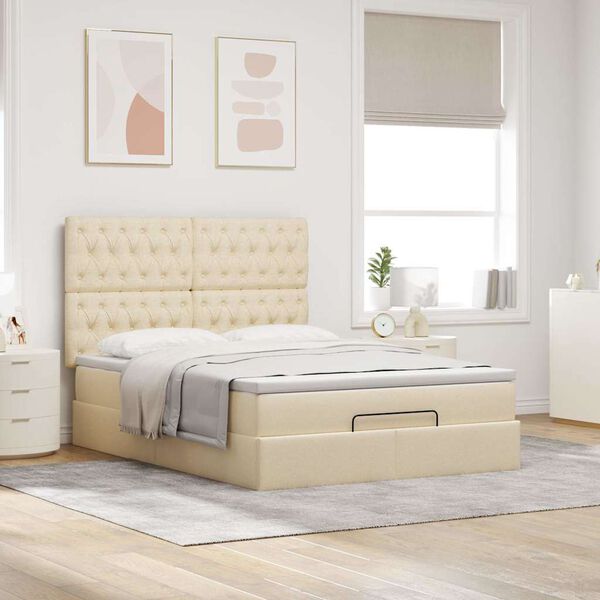 vidaXL &Omicron;&theta;&omega;&mu;&alpha;&nu;&iota;&kappa;ό &kappa;&rho;&epsilon;&beta;ά&tau;&iota; &mu;&epsilon; &sigma;&tau;&rho;ώ&mu;&alpha; Cream 140x190cm ύ&phi;&alpha;&sigma;&mu;&alpha;