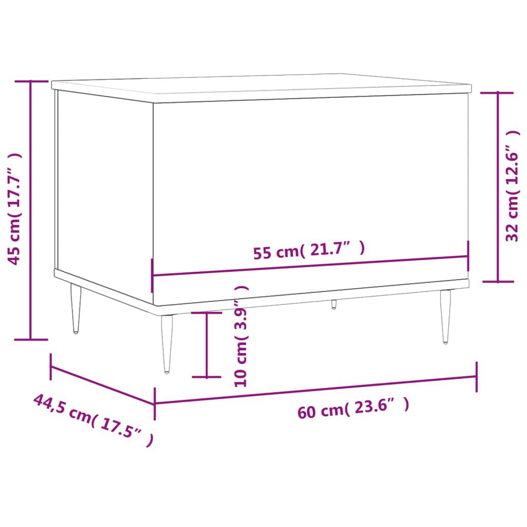 vidaXL Τραπεζάκι Σαλονιού Μαύρο 60x44,5x45 εκ. Επεξεργασμένο Ξύλο