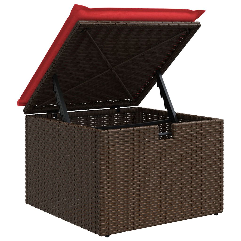 vidaXL Σκαμπό Κήπου με Μαξιλάρι Καφέ 55x55x37 εκ. από Συνθετικό Ρατάν